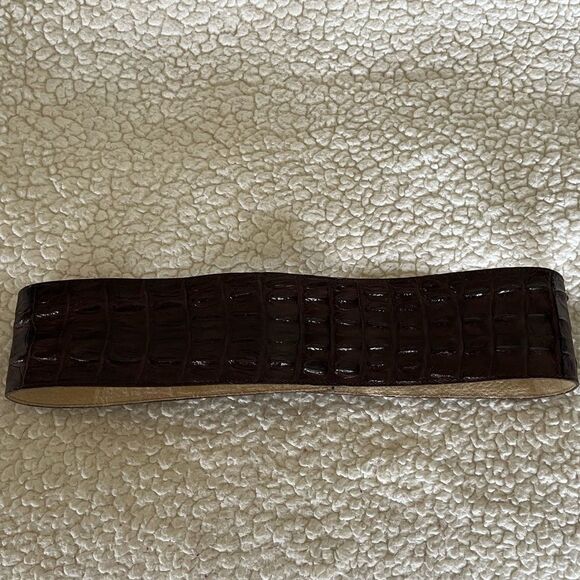 Veari Brown Wide Alligator Leather Belt size Small - Picture 2 of 5